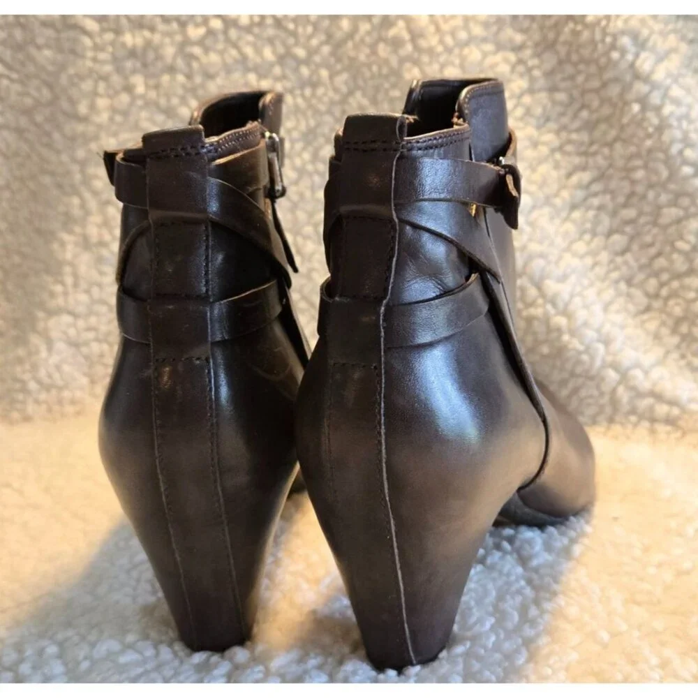 Sam Eldeman Bootie Brown Leather Sz 10M Maddox Espresso Bean Ankle Boots